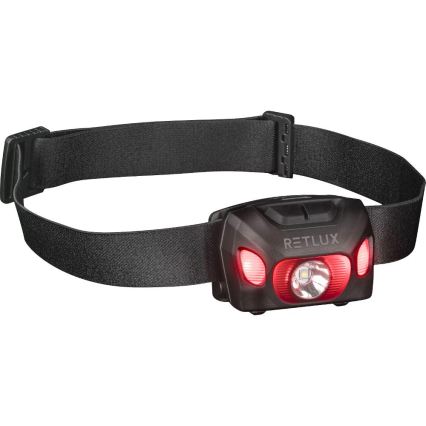 Lampe frontale rechargeable LED/3W/1200 mAh IP44 noire