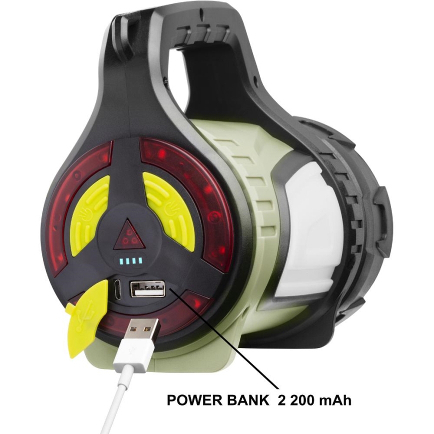 Lampe torche d'extérieur rechargeable à intensité variable avec batterie portative LED/21W/4400mAh IP44