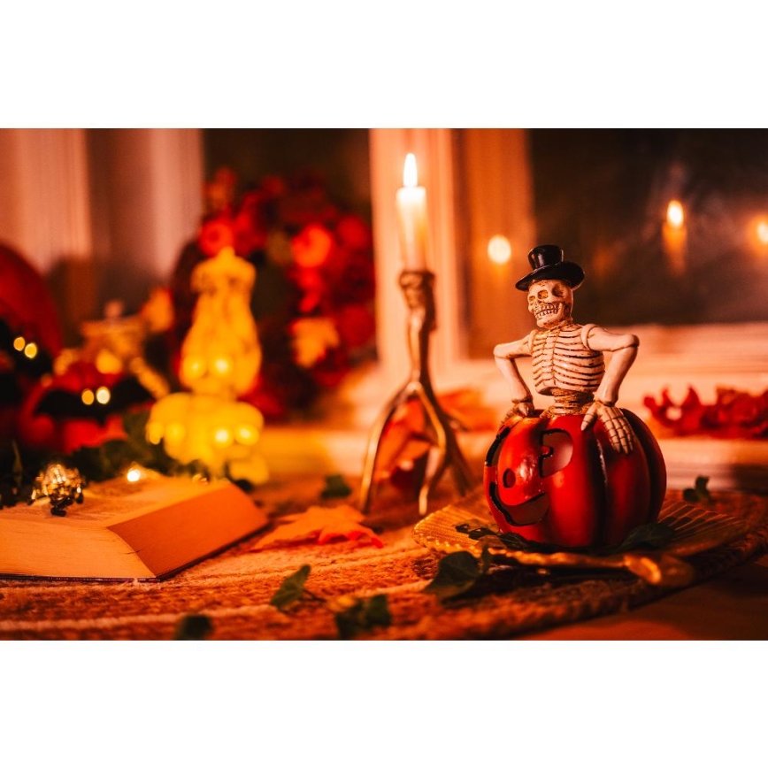 LED Decorazione HALLOWEEN LED/2xLR44/bianco caldo scheletro in una zucca resina