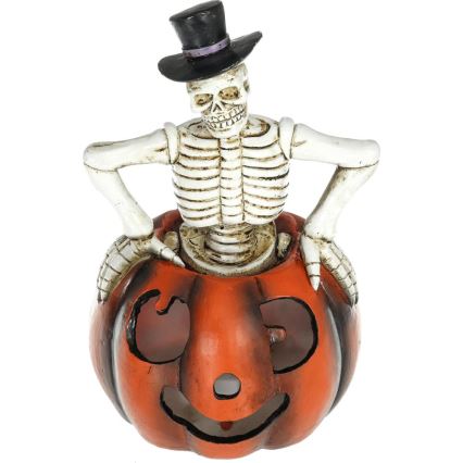 LED Decorazione HALLOWEEN LED/2xLR44/bianco caldo scheletro in una zucca resina