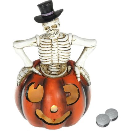 LED Decorazione HALLOWEEN LED/2xLR44/bianco caldo scheletro in una zucca resina