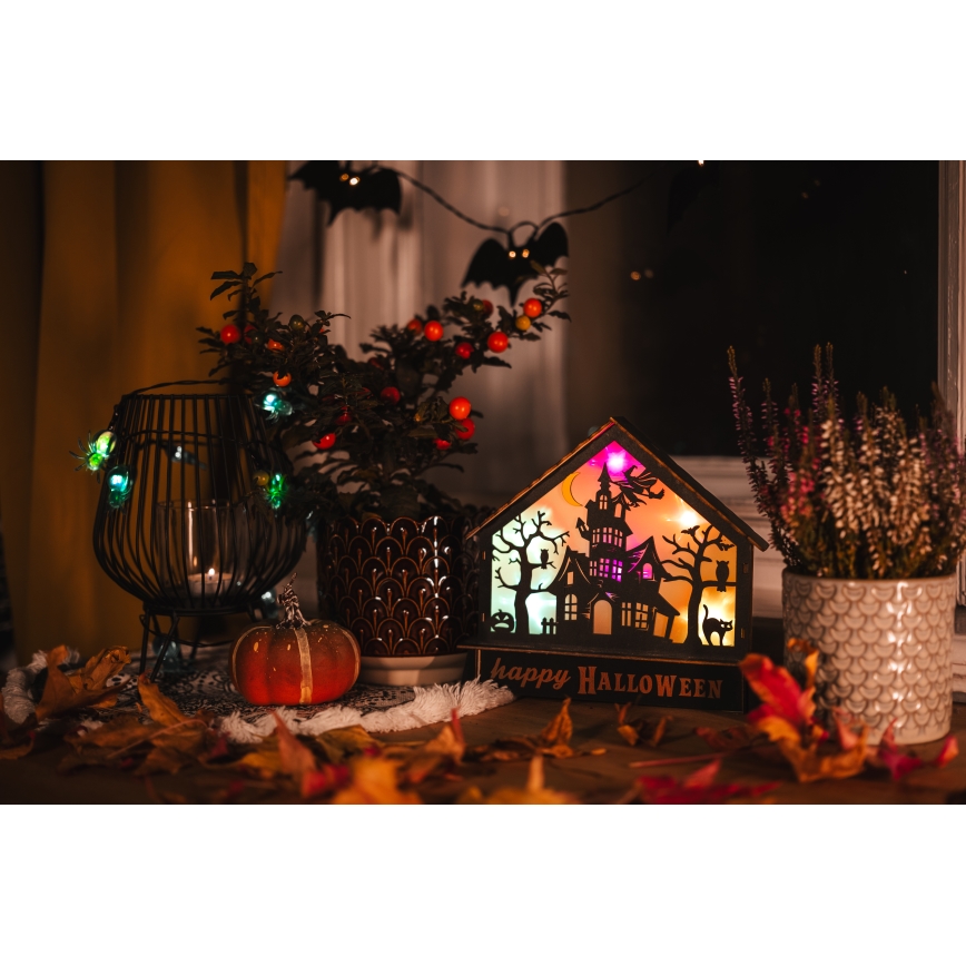 LED-Dekoration HALLOWEEN LED/2xAA/mehrfarbig Spukhaus