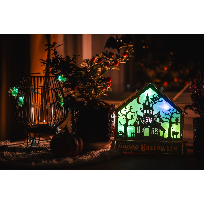 LED-Dekoration HALLOWEEN LED/2xAA/mehrfarbig Spukhaus