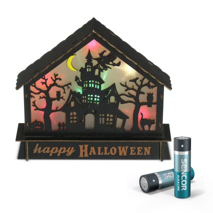 LED-Dekoration HALLOWEEN LED/2xAA/mehrfarbig Spukhaus