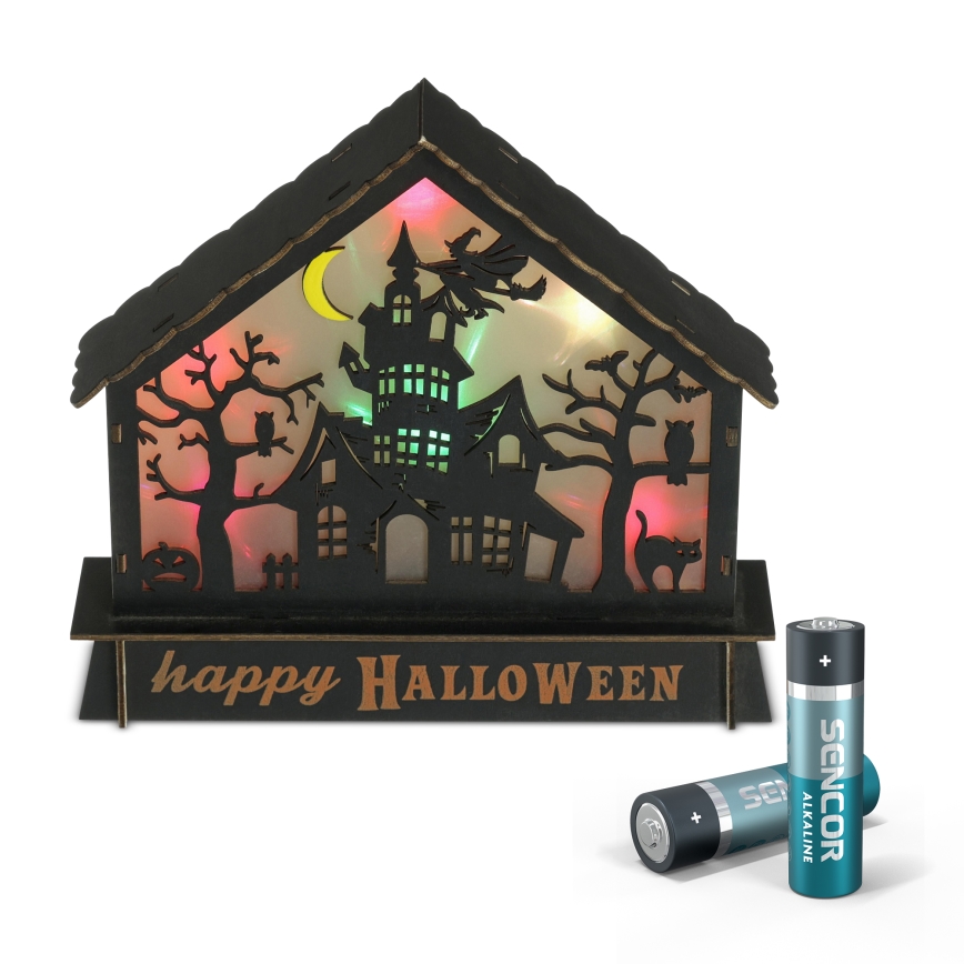 LED-Dekoration HALLOWEEN LED/2xAA/mehrfarbig Spukhaus