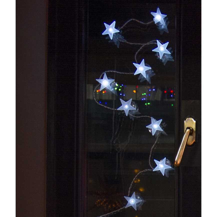 LED-Dekorationskette mit Saugnäpfen 10xLED/2xAA 1,8m kaltweiß