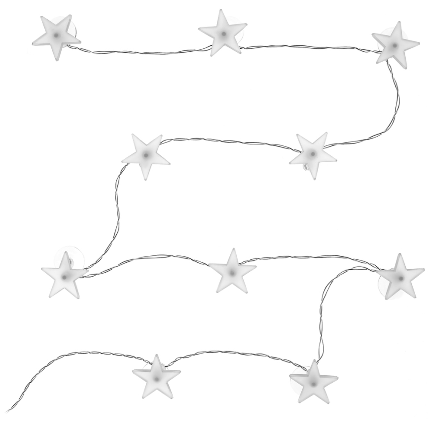 LED-Dekorationskette mit Saugnäpfen 10xLED/2xAA 1,8m kaltweiß