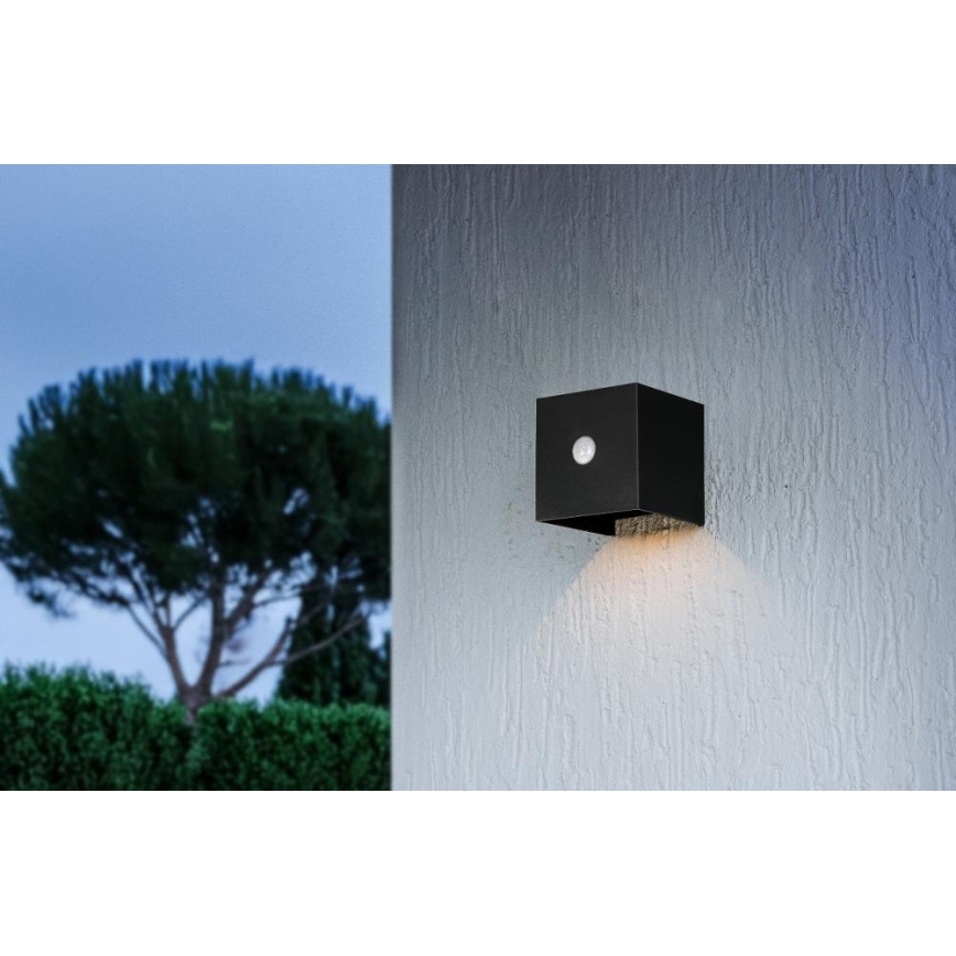 Retlux - Lampada solare da parete a LED con sensore LED/1W/3,7V 1200 mAh IP44 nera