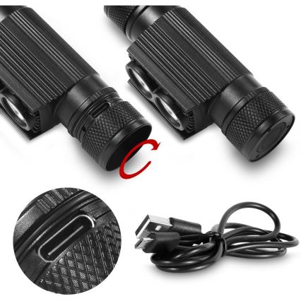 LED Lampada frontale in alluminio ricaricabile e dimmerabile LED/2600 mAh IP65