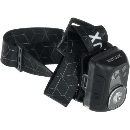 Lampe frontale rechargeable LED 3 W, 1200 mAh, IP67 — noire