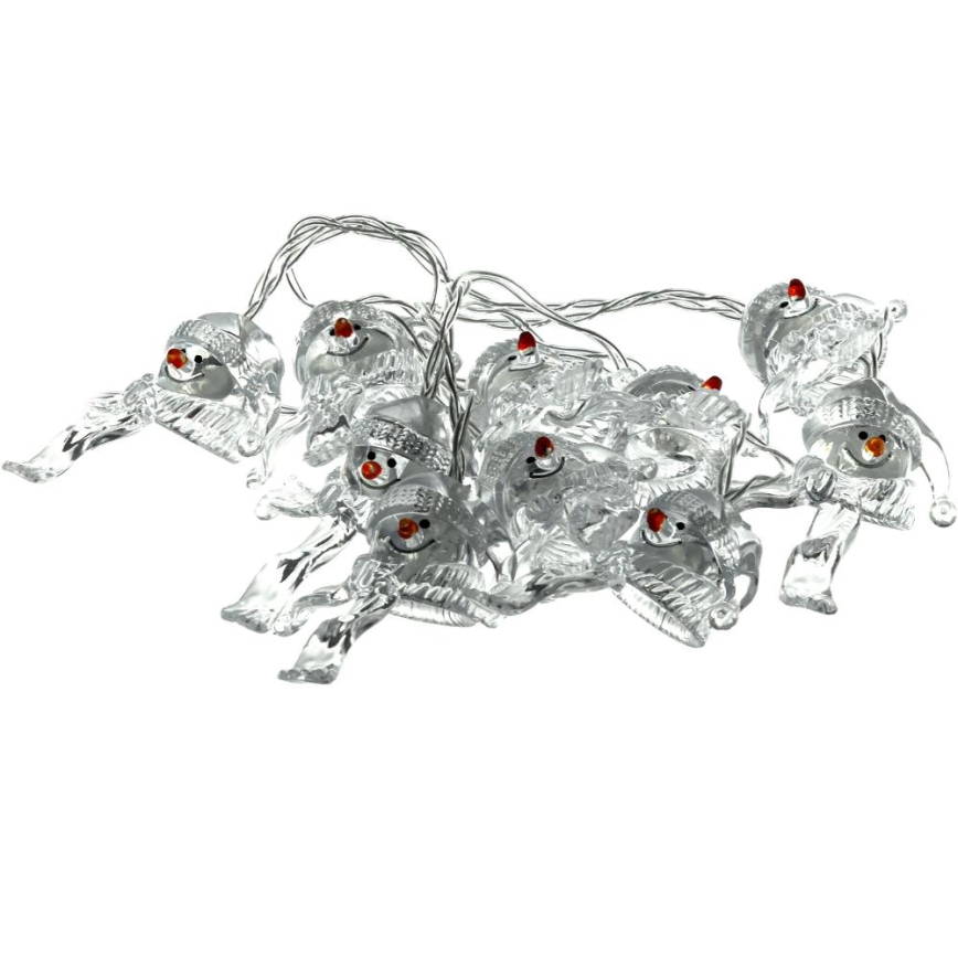 LED-Weihnachtslichterkette 10xLED/2xAA/warmweiβ 1,65m Schneemann
