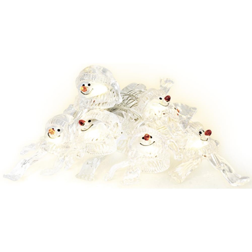 LED-Weihnachtslichterkette 10xLED/2xAA/warmweiβ 1,65m Schneemann