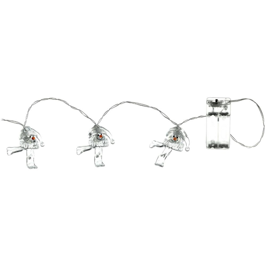 LED-Weihnachtslichterkette 10xLED/2xAA/warmweiβ 1,65m Schneemann