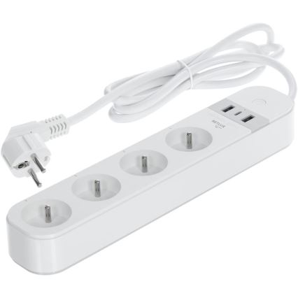 Smart estensione cavo con interruttore 4Z Tipo E + 2x USB-A + 1x USB-C 1,5m Wi-Fi Tuya bianco