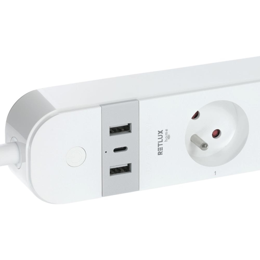 Smart estensione cavo con interruttore 4Z Tipo E + 2x USB-A + 1x USB-C 1,5m Wi-Fi Tuya bianco