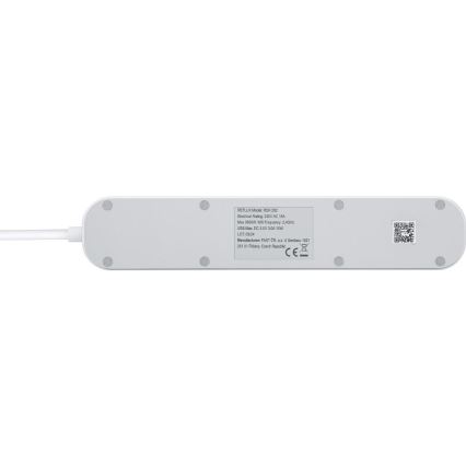 Smart-Verlängerungskabel mit Schalter 4Z Typ E + 2x USB-A + 1x USB-C 1,5m Wi-Fi Tuya weiß