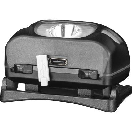 Lampada frontale ricaricabile a LED/3W/1200 mAh IP44 nera