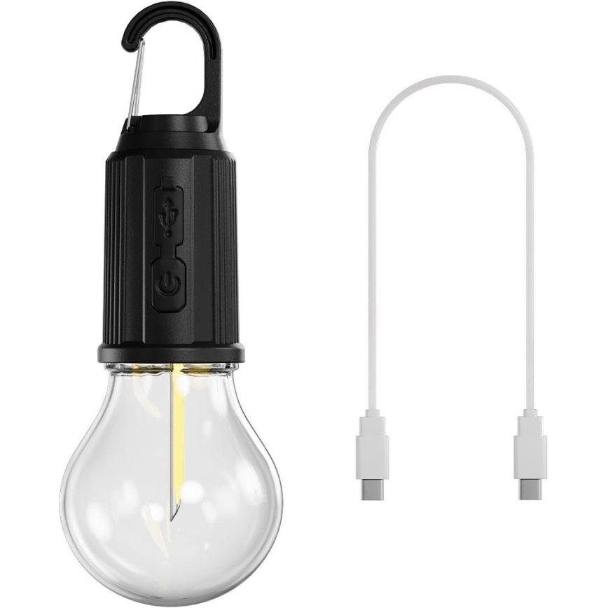 Retlux - Torcia ricaricabile a LED dimmerabile LED/0,3W/USB 400 mAh IP44 nera