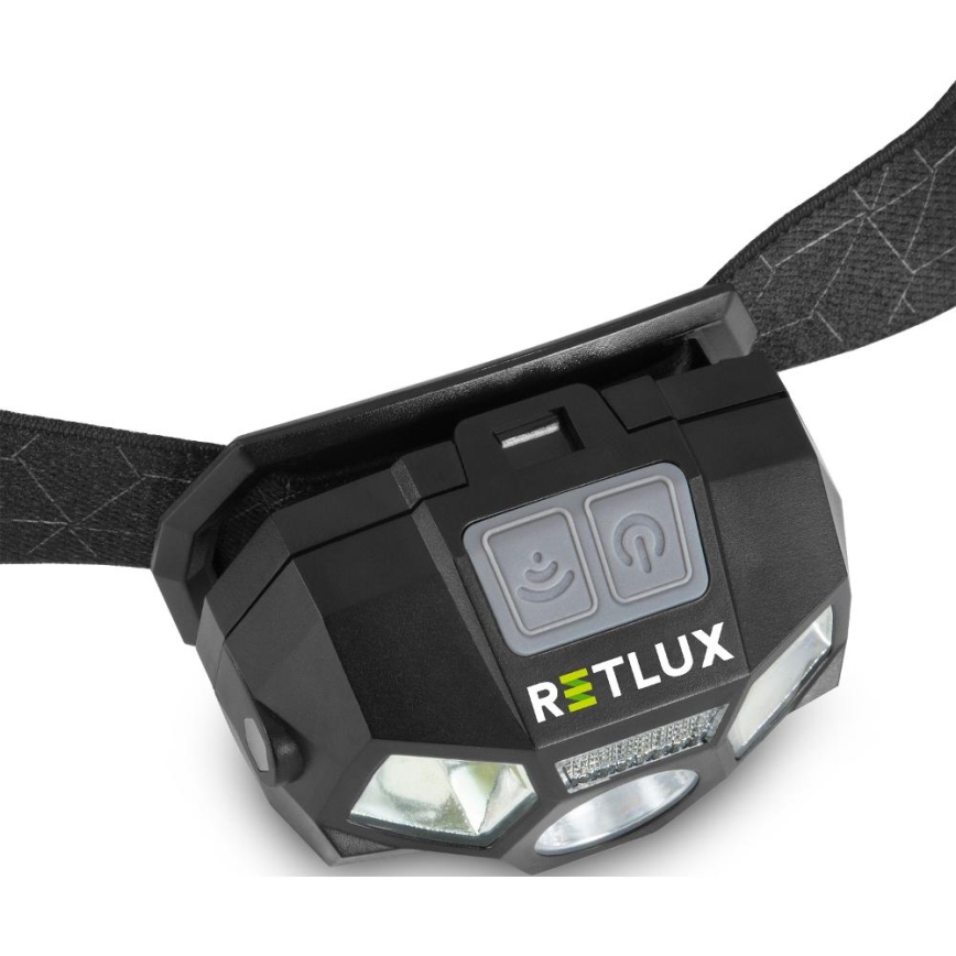 Wiederaufladbare LED-Stirnlampe mit Sensor, 3 W, 900 mAh, IP44, schwarz