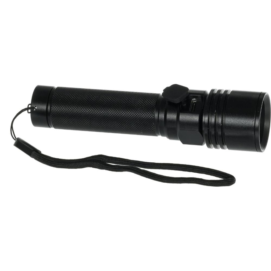 Wiederaufladbare Aluminium-LED-Taschenlampe LED/3W/2000 mAh IPX4 schwarz