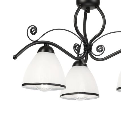 Retro-Kronleuchter mit Kette 3xE27/60W/230V schwarz/weiß