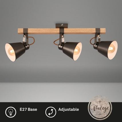 RETRO-Spotleuchte 3xE27/40W/230V braun
