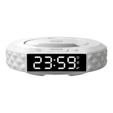Réveil avec écran LCD et sans fil Qi charger 27W/9V blanc