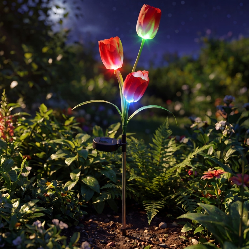 RGB-LED Solar-Dekorationsleuchte 3xLED/3,7V 200 mAh IP44 Tulpe