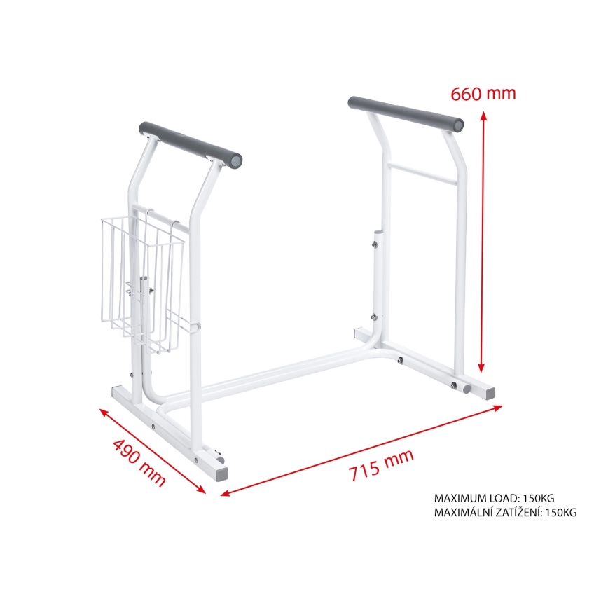 Ridder - Poignées d'appui mobiles pour WC 66x71,5 cm blanches
