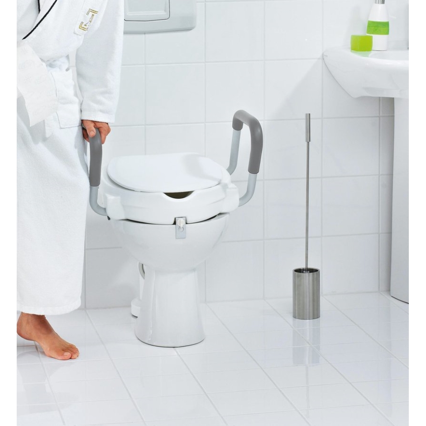 Ridder - Sedile WC rialzato con maniglie, bianco