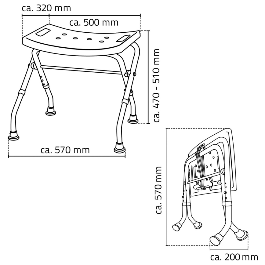 Ridder - Sgabello pieghevole 50 x 51 cm, bianco