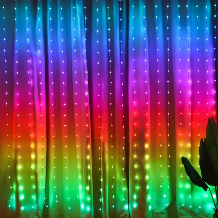 Rideau lumineux de Noël LED RGB dimmable WIZARD 400xLED/USB 2x2m + télécommande