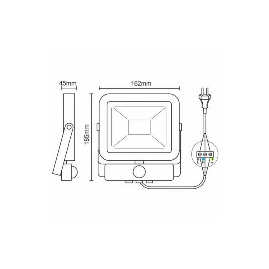 Riflettore LED con sensore LED/20W/265V 1800lm bianco IP65