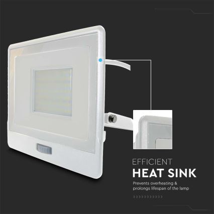 Riflettore LED con sensore LED/50W/230V 4000K IP65 bianco