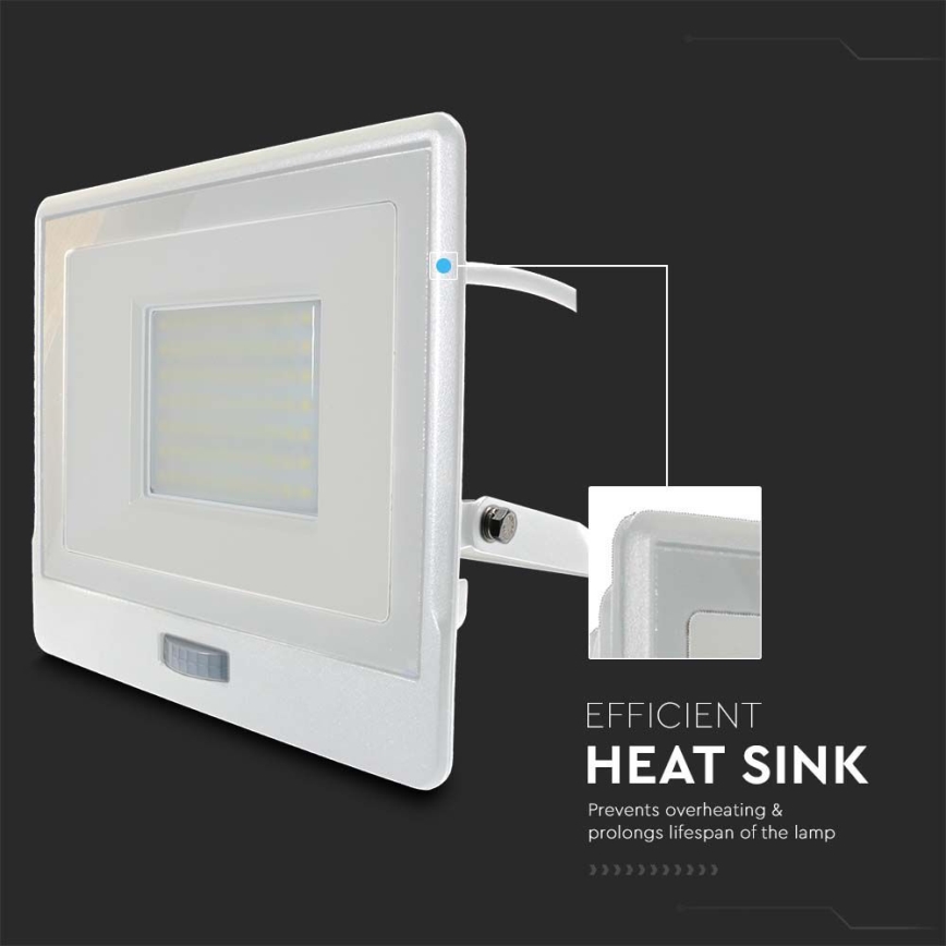 Riflettore LED con sensore LED/50W/230V 4000K IP65 bianco