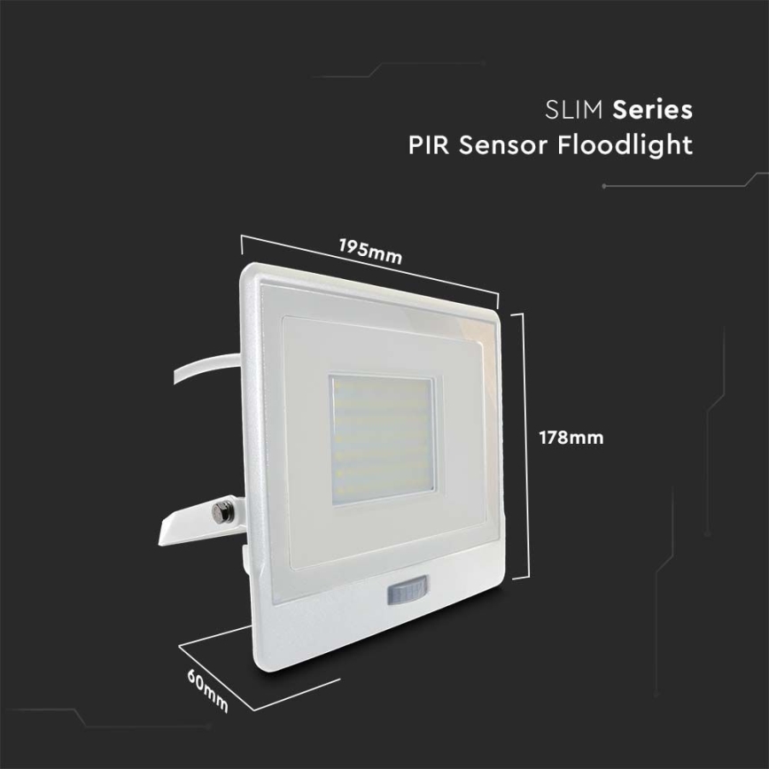 Riflettore LED con sensore LED/50W/230V 4000K IP65 bianco