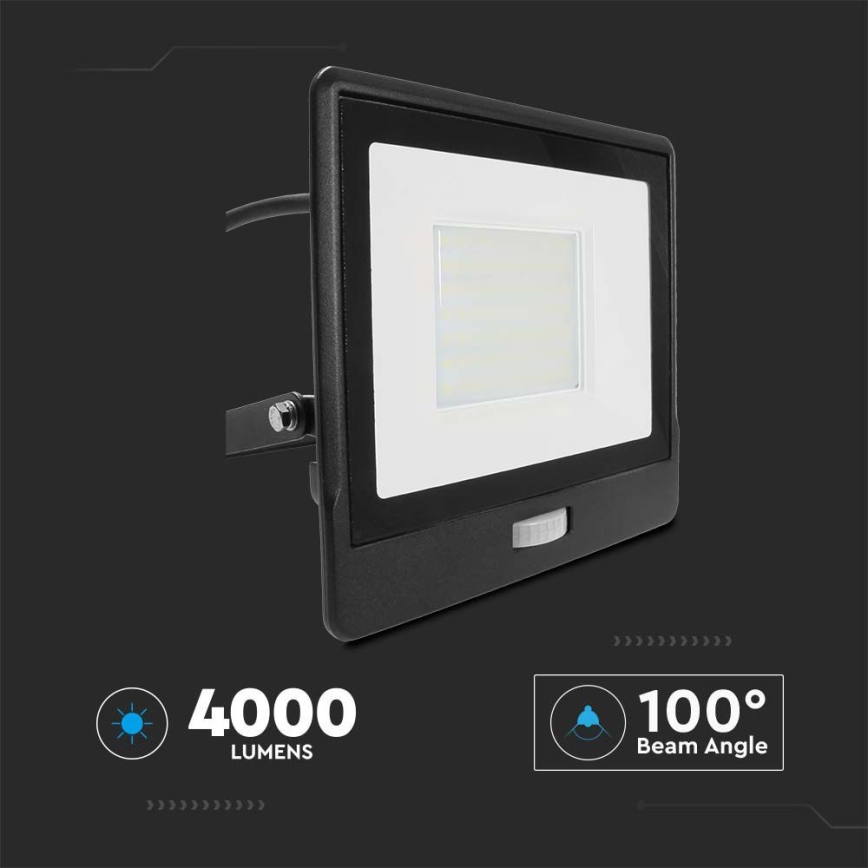 Riflettore LED con sensore LED/50W/230V 6500K IP65 nero