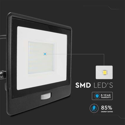 Riflettore LED con sensore LED/50W/230V 6500K IP65 nero