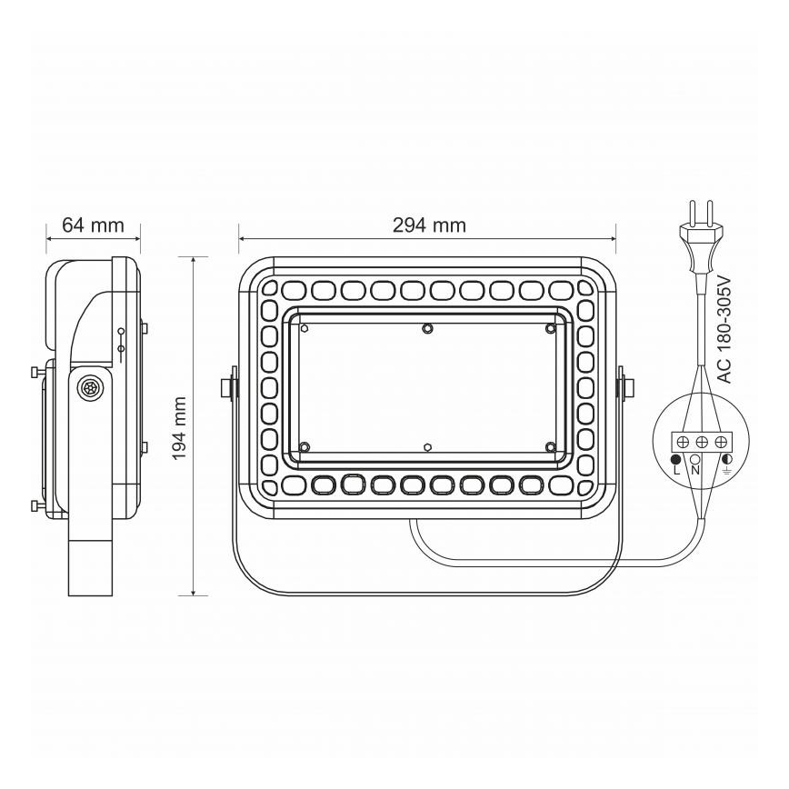 Riflettore LED da esterno PROFI LED/100W/180-305V IP65