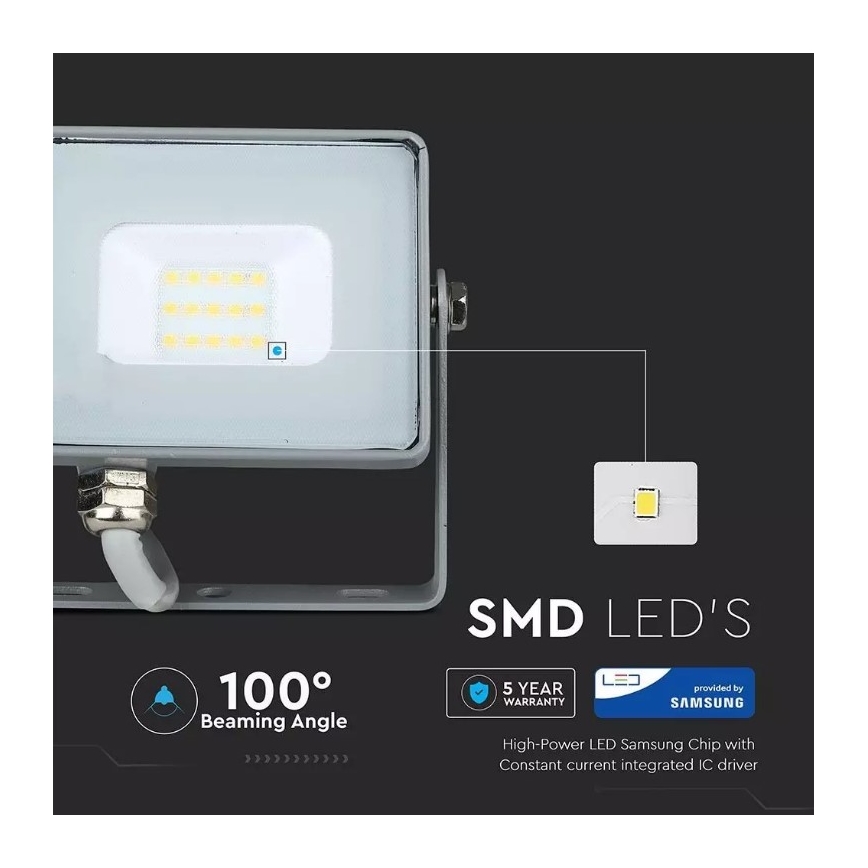 Riflettore LED  SAMSUNG CHIP LED/10W/230V IP65 4000K grigio