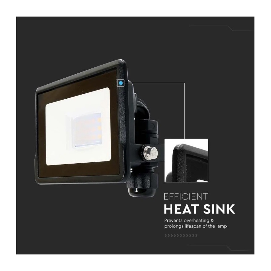 Riflettore LED SAMSUNG CHIP LED/10W/230V IP65 6500K nero