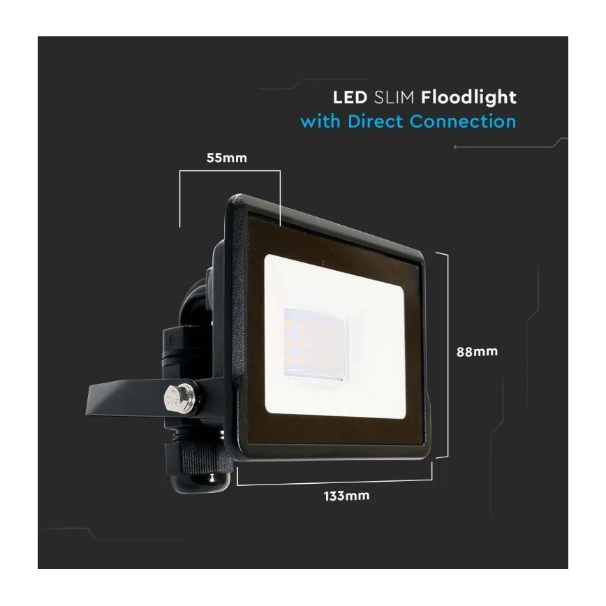 Riflettore LED SAMSUNG CHIP LED/10W/230V IP65 6500K nero