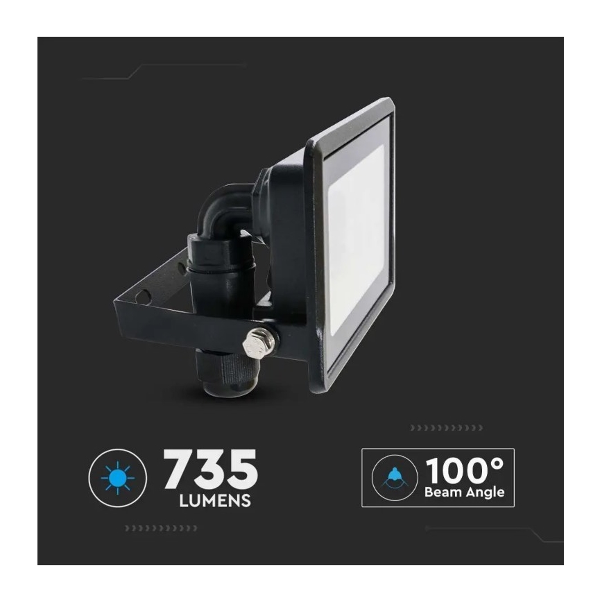 Riflettore LED SAMSUNG CHIP LED/10W/230V IP65 6500K nero