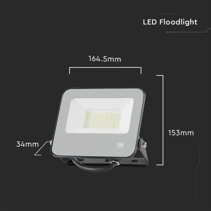 Riflettore LED SAMSUNG CHIP LED/30W/230V 4000K IP65 nero