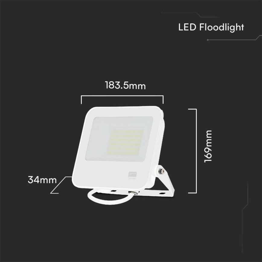 Riflettore LED SAMSUNG CHIP LED/50W/230V 4000K IP65 bianco