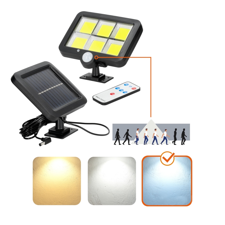 Riflettore LED solare con sensore LED/1,5W/3,7V 6000K IP44