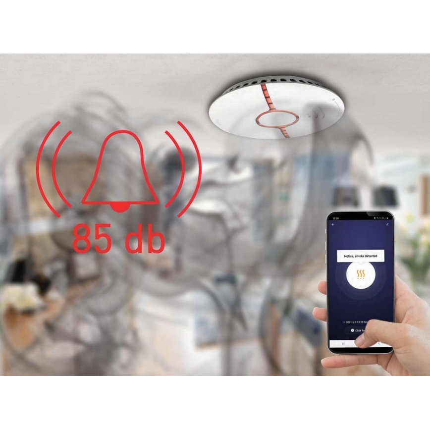 Rilevatore di fumo intelligente 2xAAA Wi-Fi Tuya