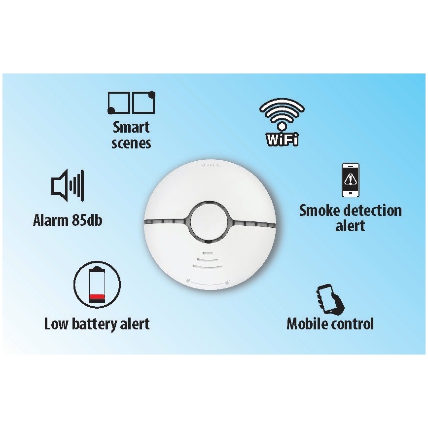 Rilevatore di fumo intelligente 2xAAA Wi-Fi Tuya