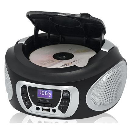 Roadstar CDR-365U/SL - Radio con FM/PLL e USB 32W/230V/4xLR14 nero/argento