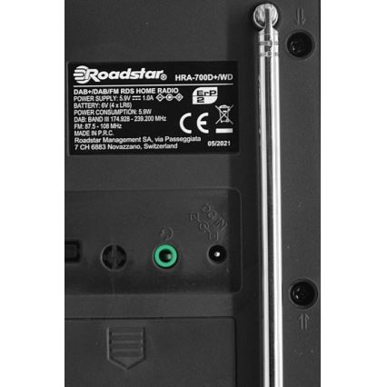 Roadstar HRA-700D+/WD - Radio con DAB+, FM e sveglia integrata 16W/230V/4xAA
